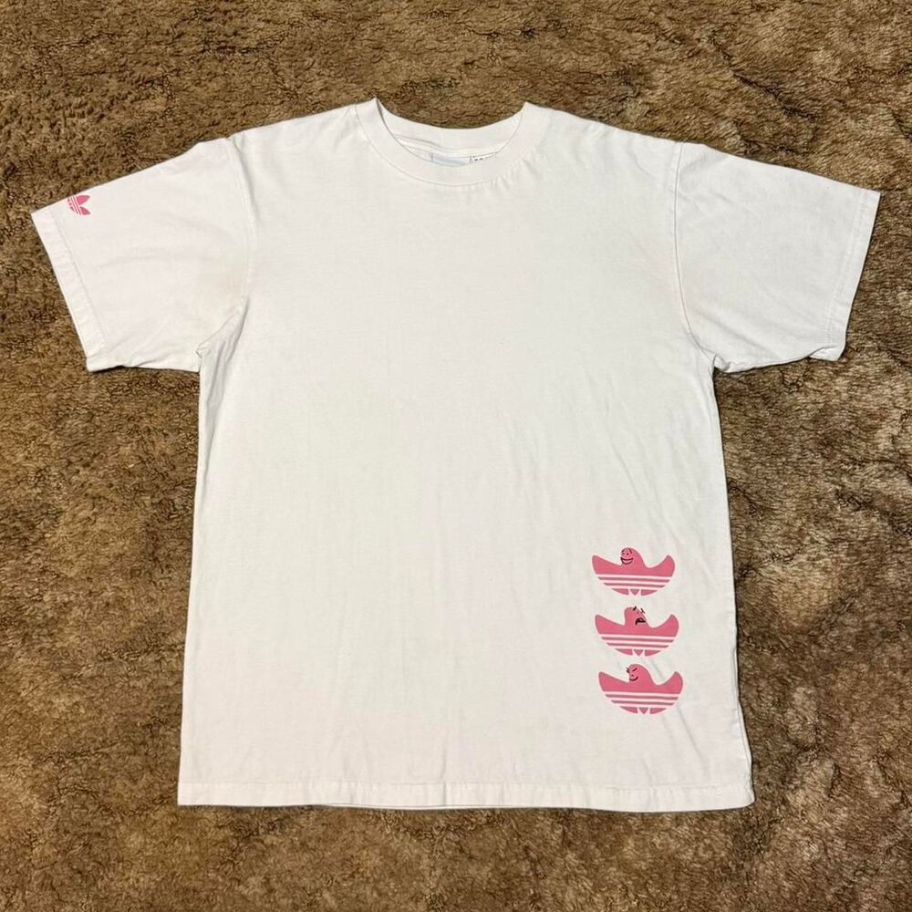Adidas Faces Logo T-shirt Tee Pink White Medium